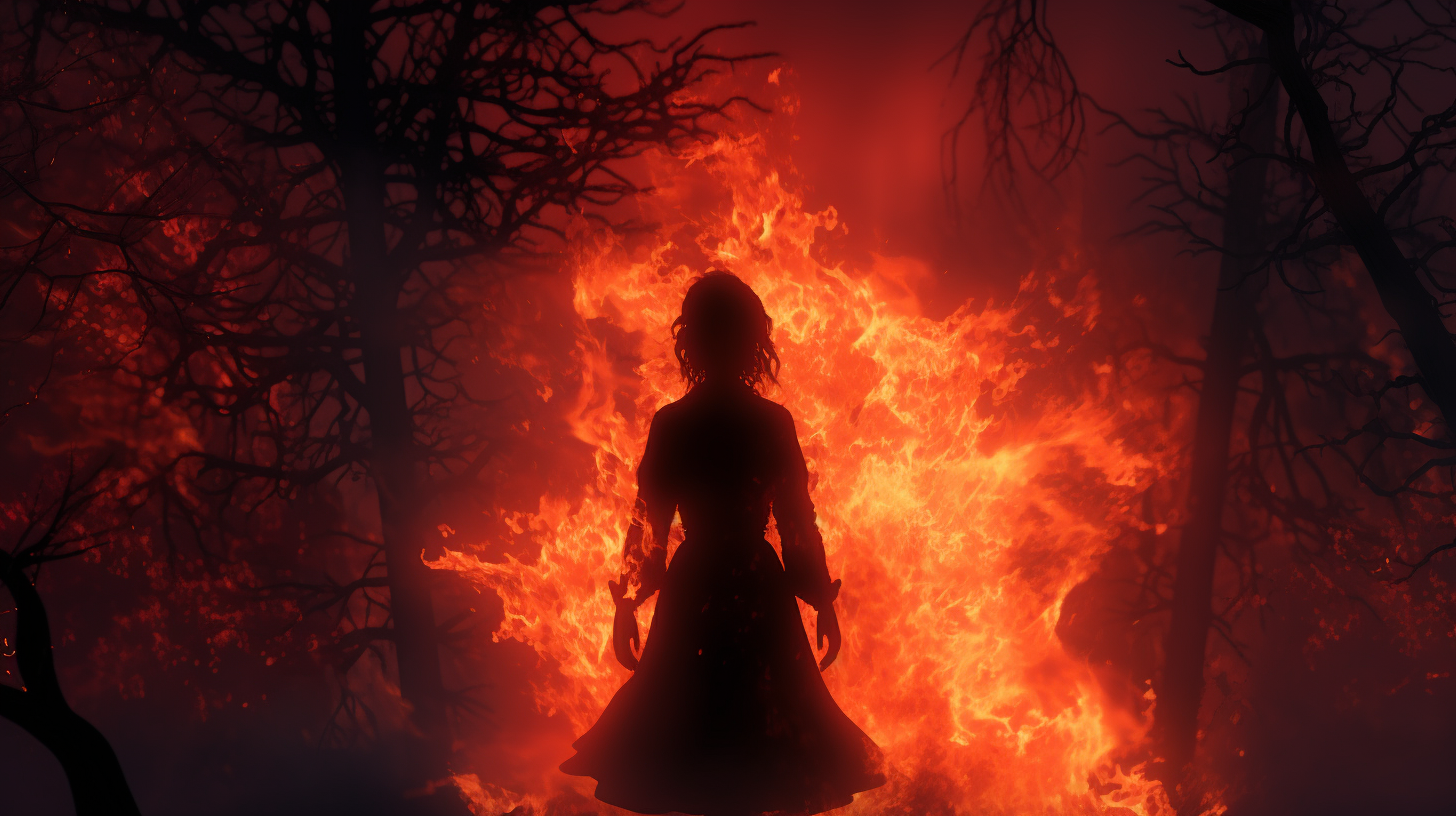 Anna Frozen Silhouette Burning Forest