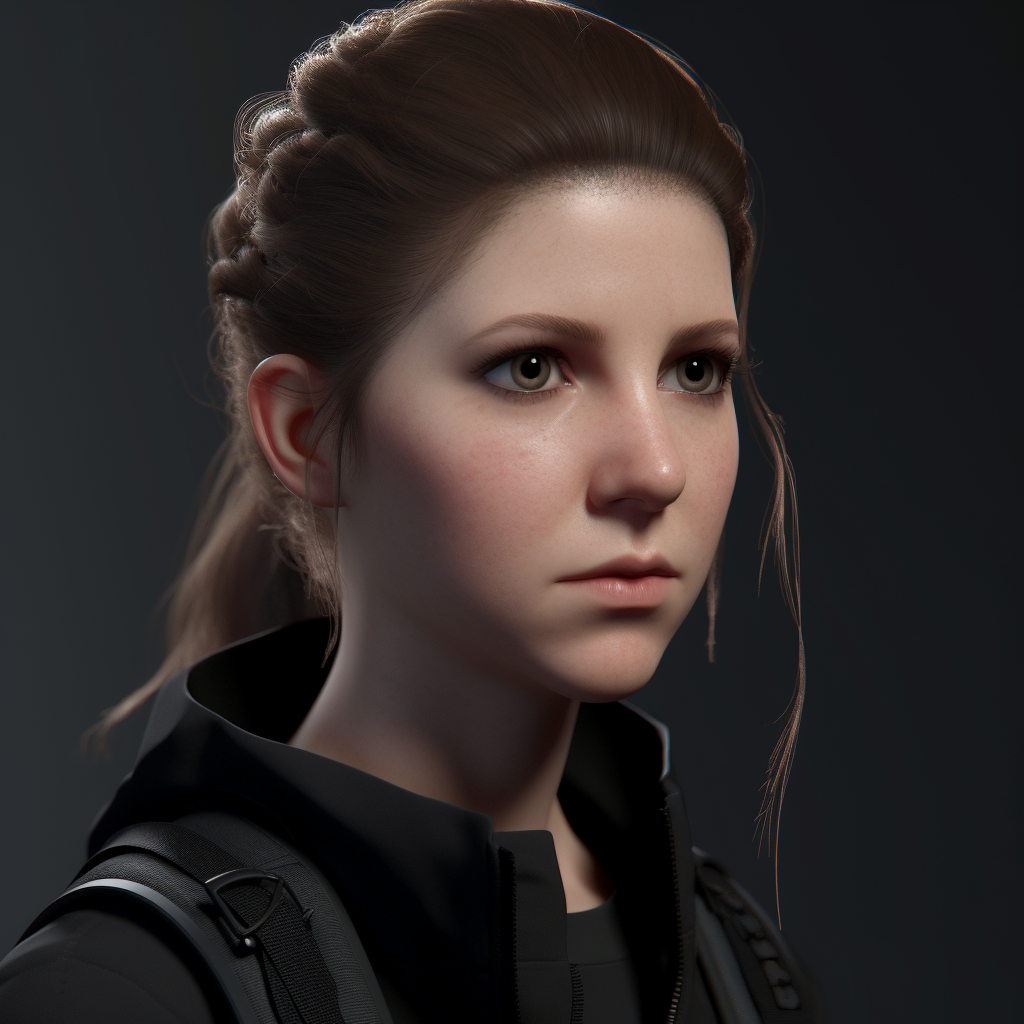 Anna Kendrick in black agent gear with French braided hair