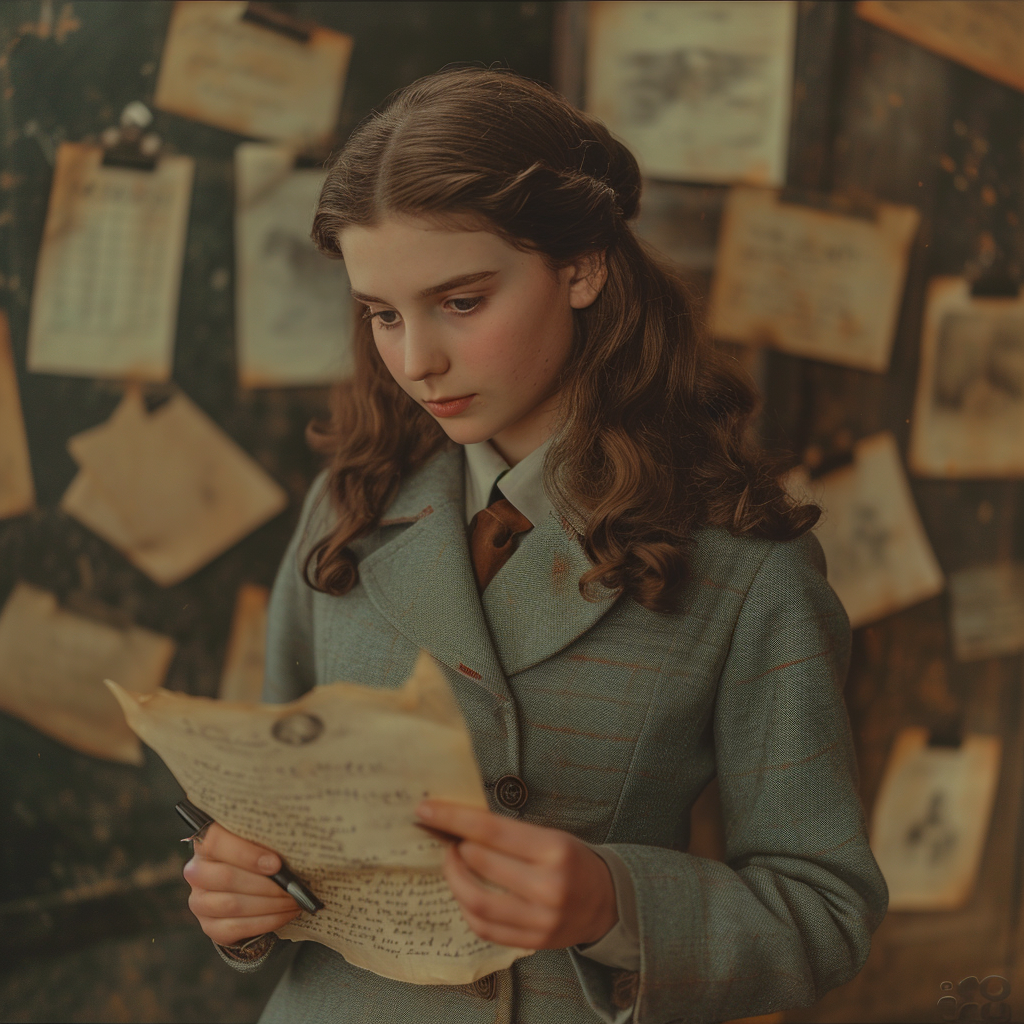 Anne Frank writing in her diary