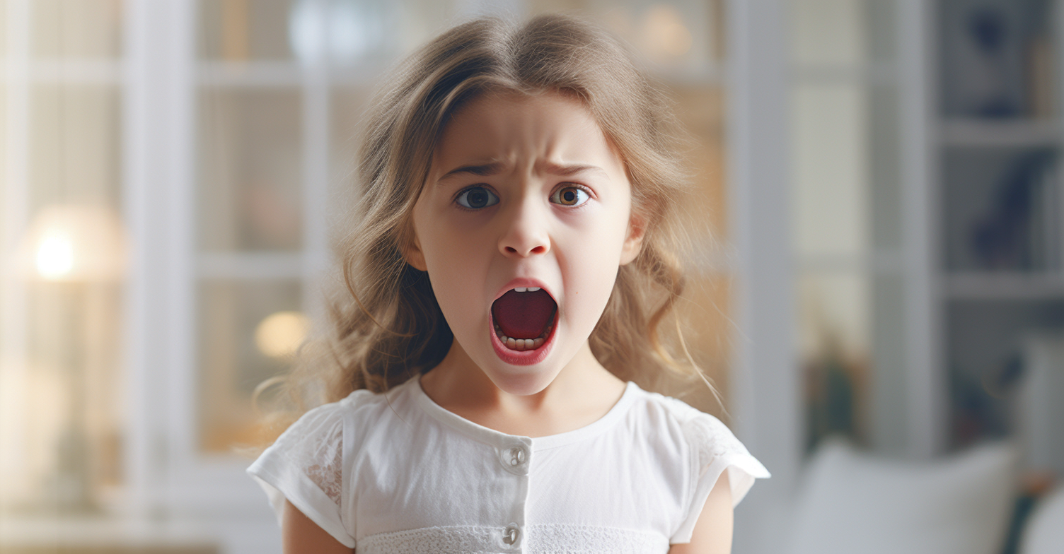 Annoying girl shouting at parents