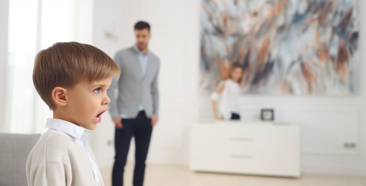 Young child arguing with parents