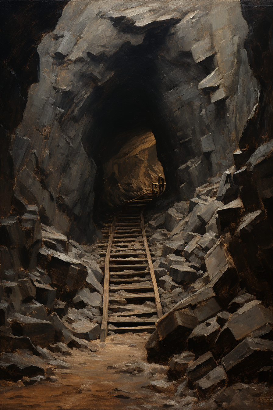 Detailed gold mine painting by Anselmo Ballester