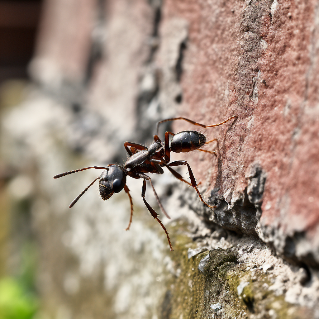 Ant running on wall