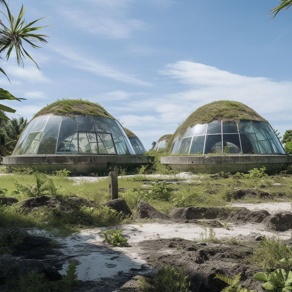 Mounds with vegetation and glass structures