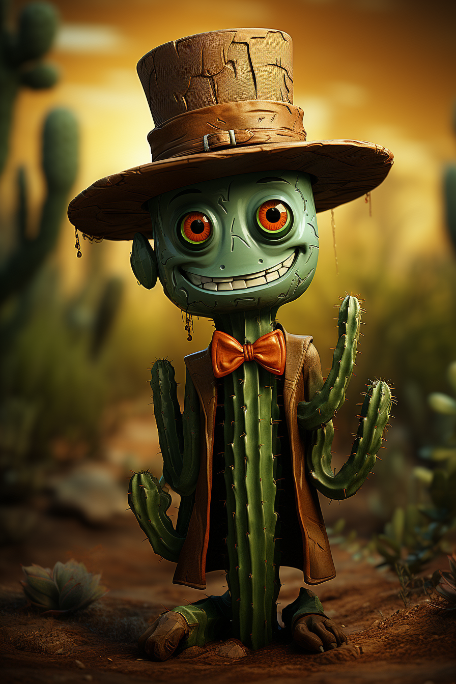 Cute cactus wearing a hat