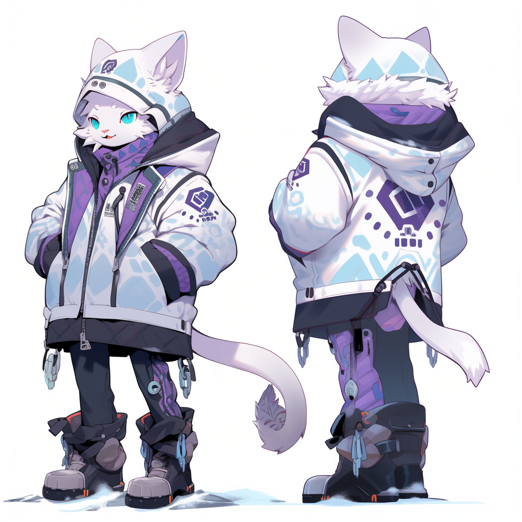 Anthro cat in blue and purple jacket