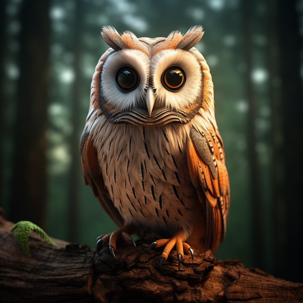 Beautiful anthropomorphic female brown owl