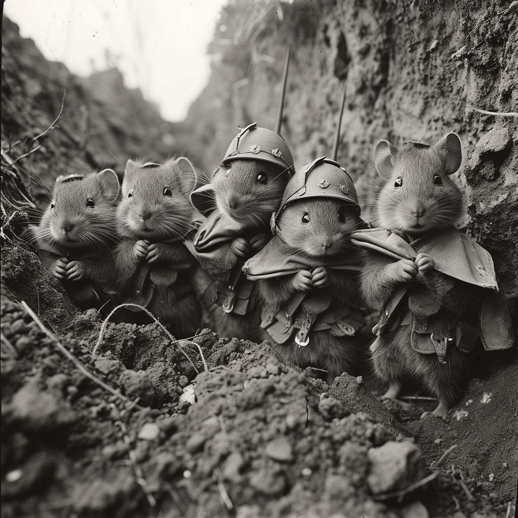 Rodent Soldiers in Trenches