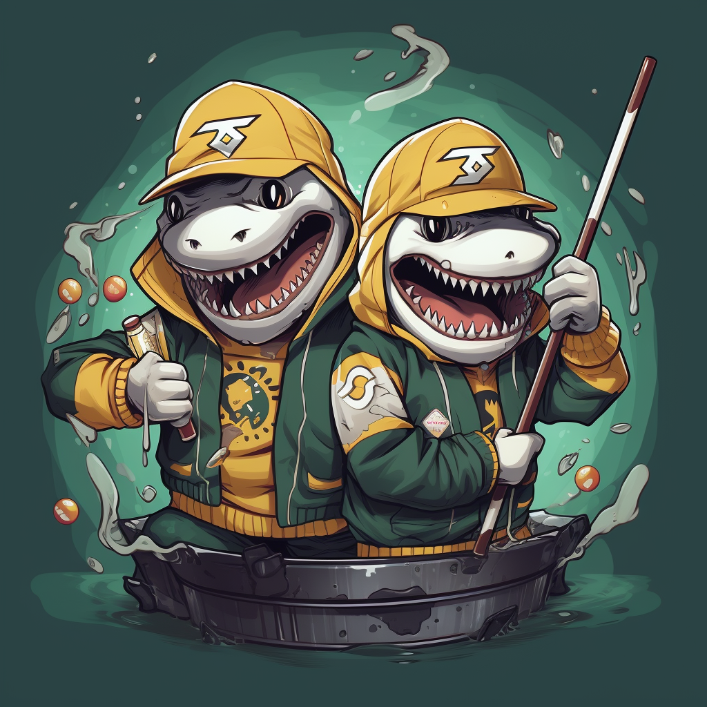 Anthropomorphic Sharks Playing Billiards