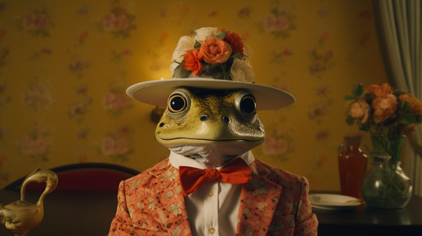 Anthropomorphic toad wearing a fancy hat