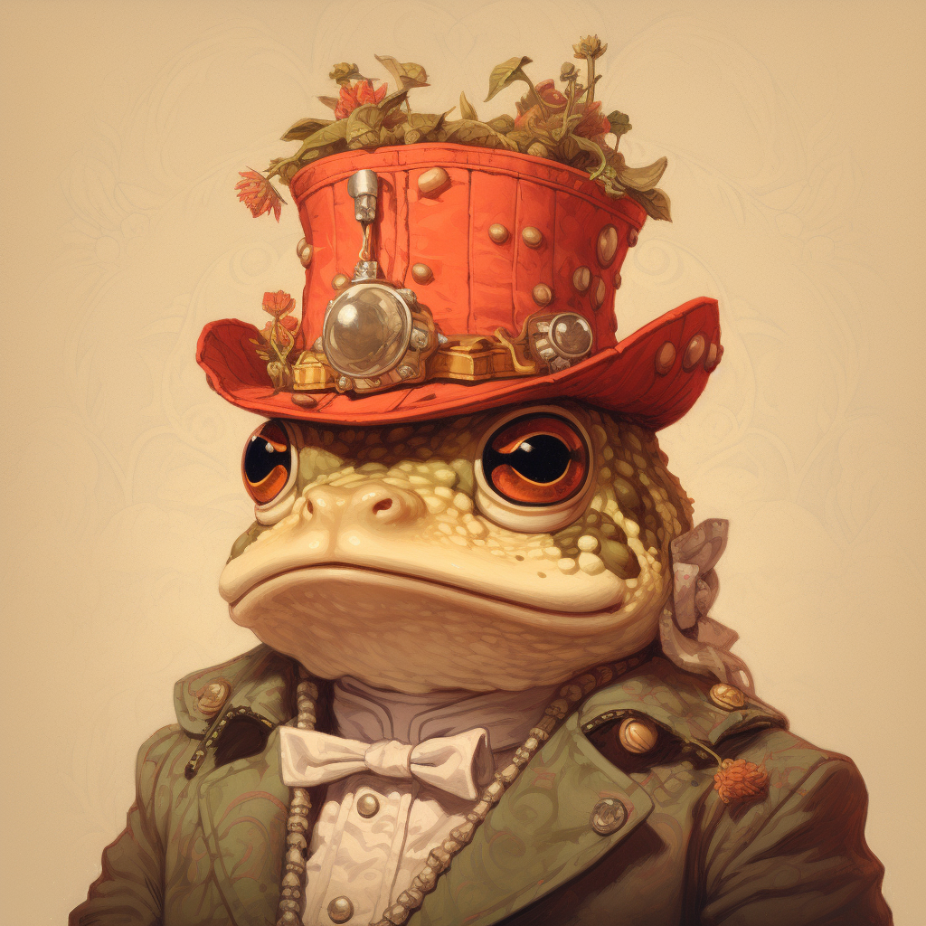 Anthropomorphic Toad wearing a fancy hat