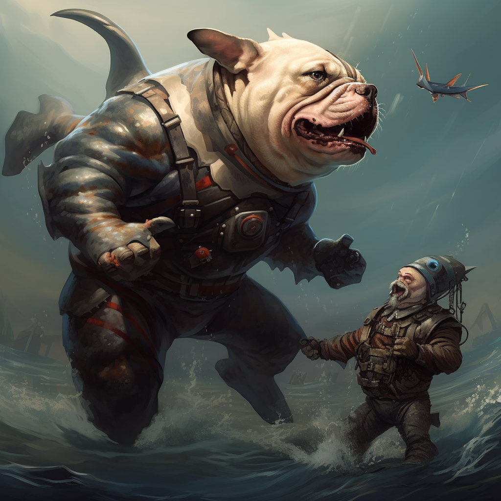 Funny Shark vs Bulldog Battle  ??