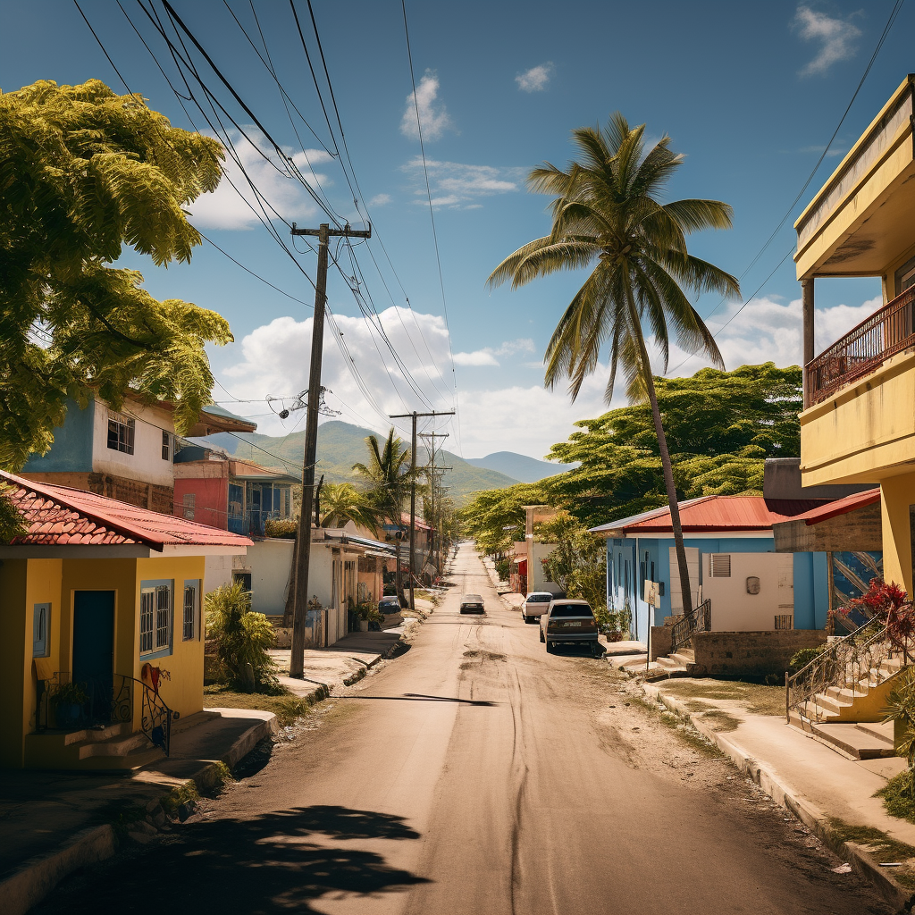 Antigua and Barbuda's Stereotypical Neighborhood Photograph (6 words)