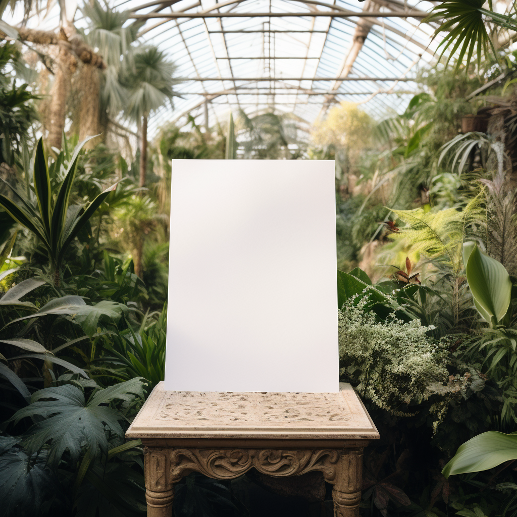 Antique blank paper in historical greenhouse