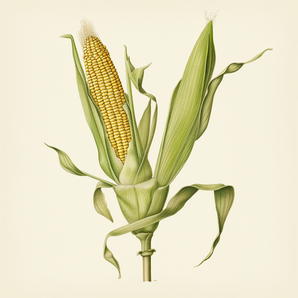 Vintage corn illustration on white background