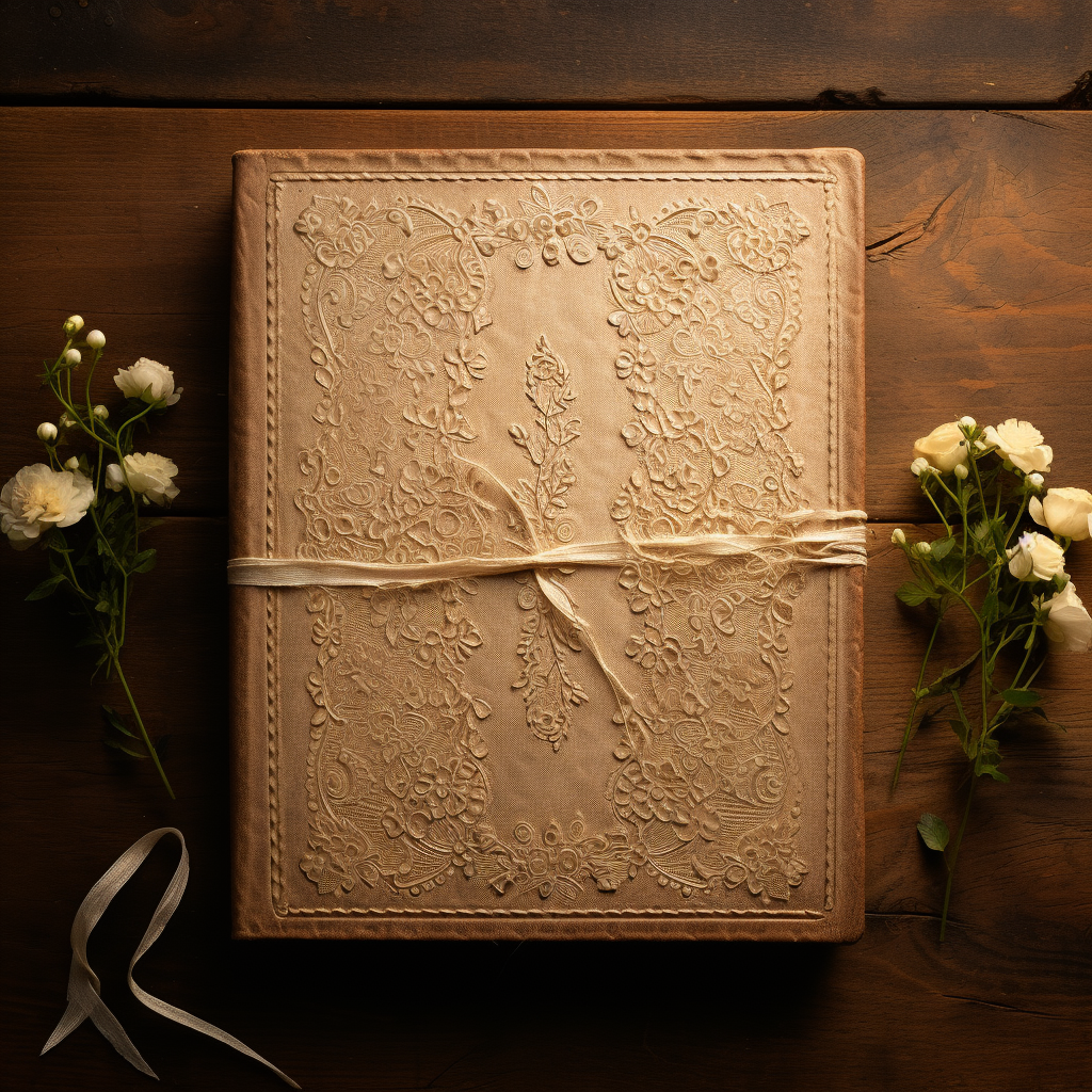 Antique Leather Book with Floral Borders