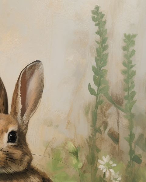 antique oil painting of a rabbit