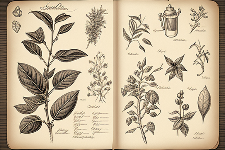 Vintage botanical sketches of antique plants