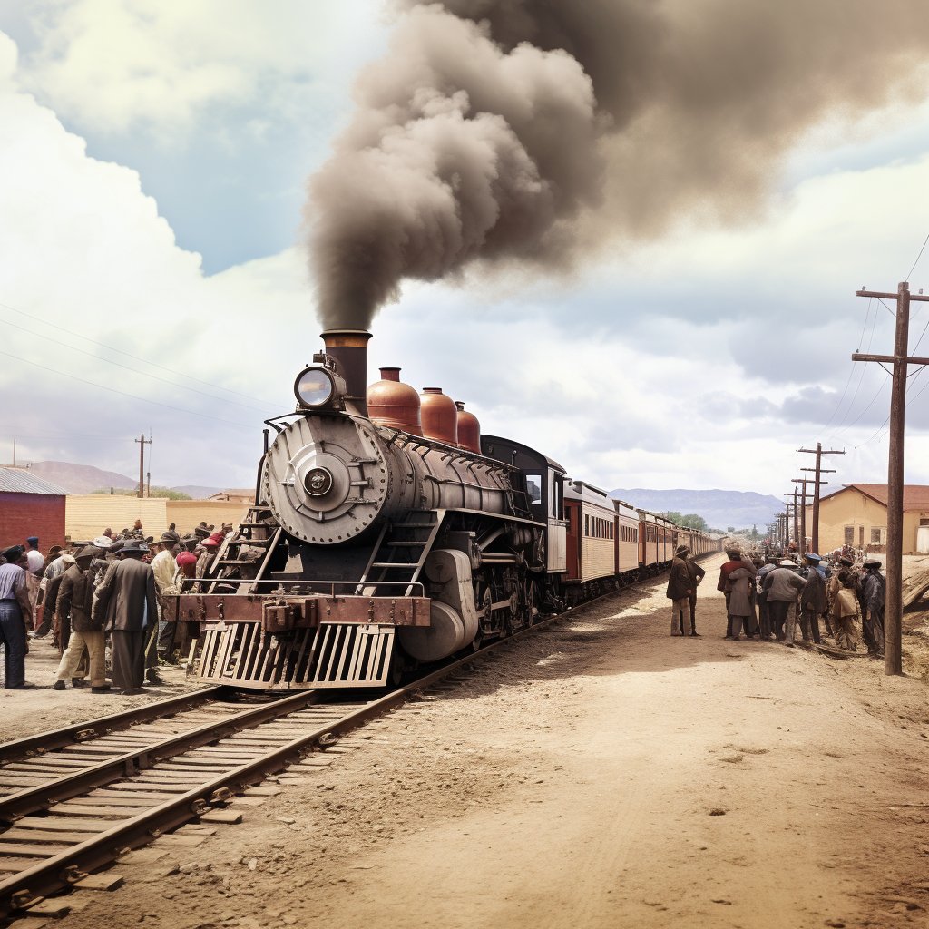 Antique train arriving at Mexican station