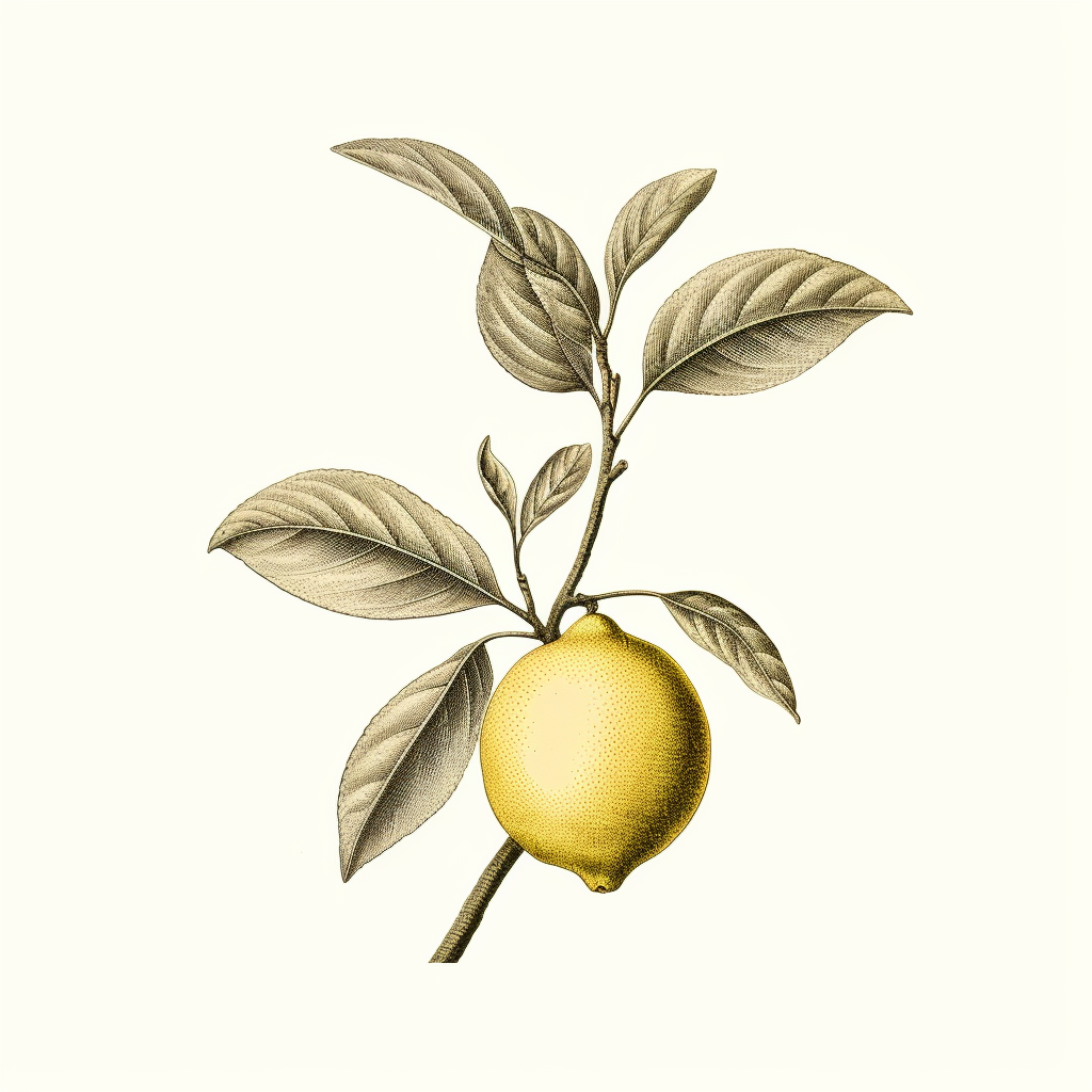 Antique drawing of a lemon