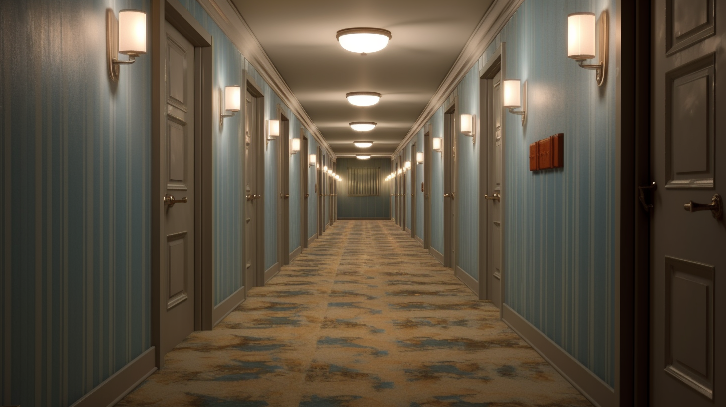 Realistic apartment building hallway image