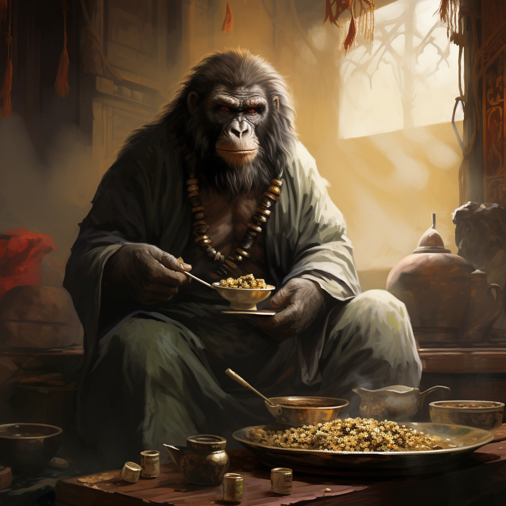 Ape Eating Rice Balls