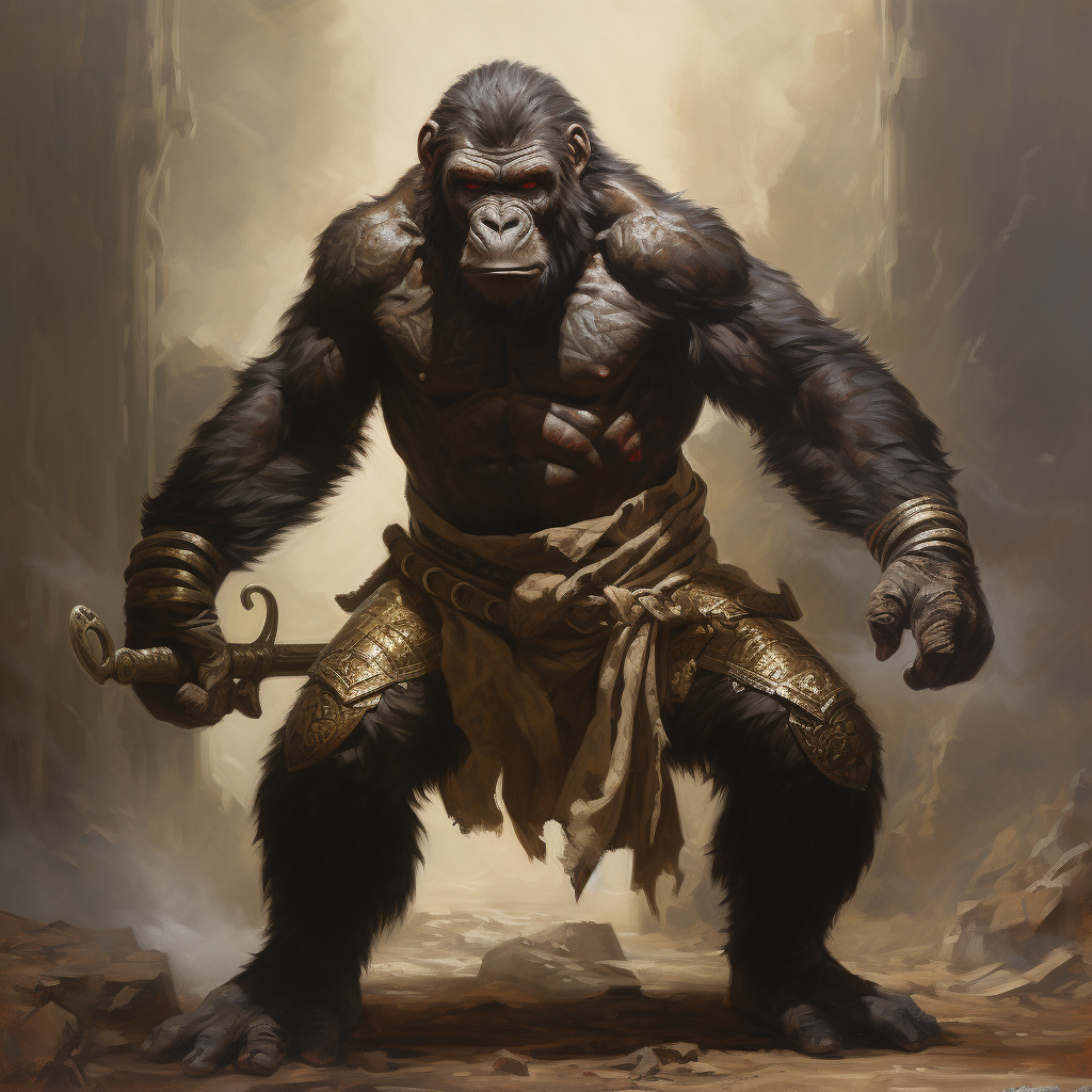 Menacing Ape Warrior Painting