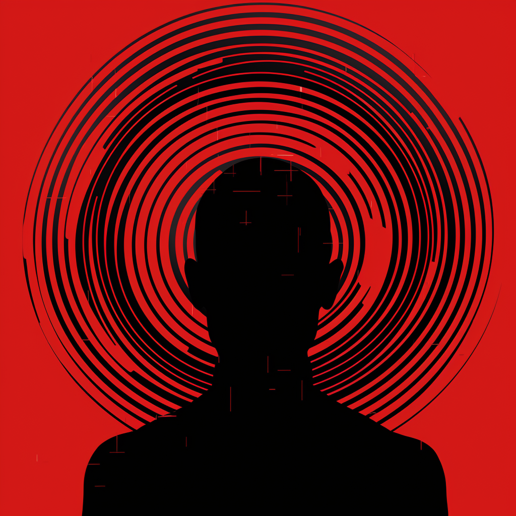 Human Head Radiating Concentric Circles