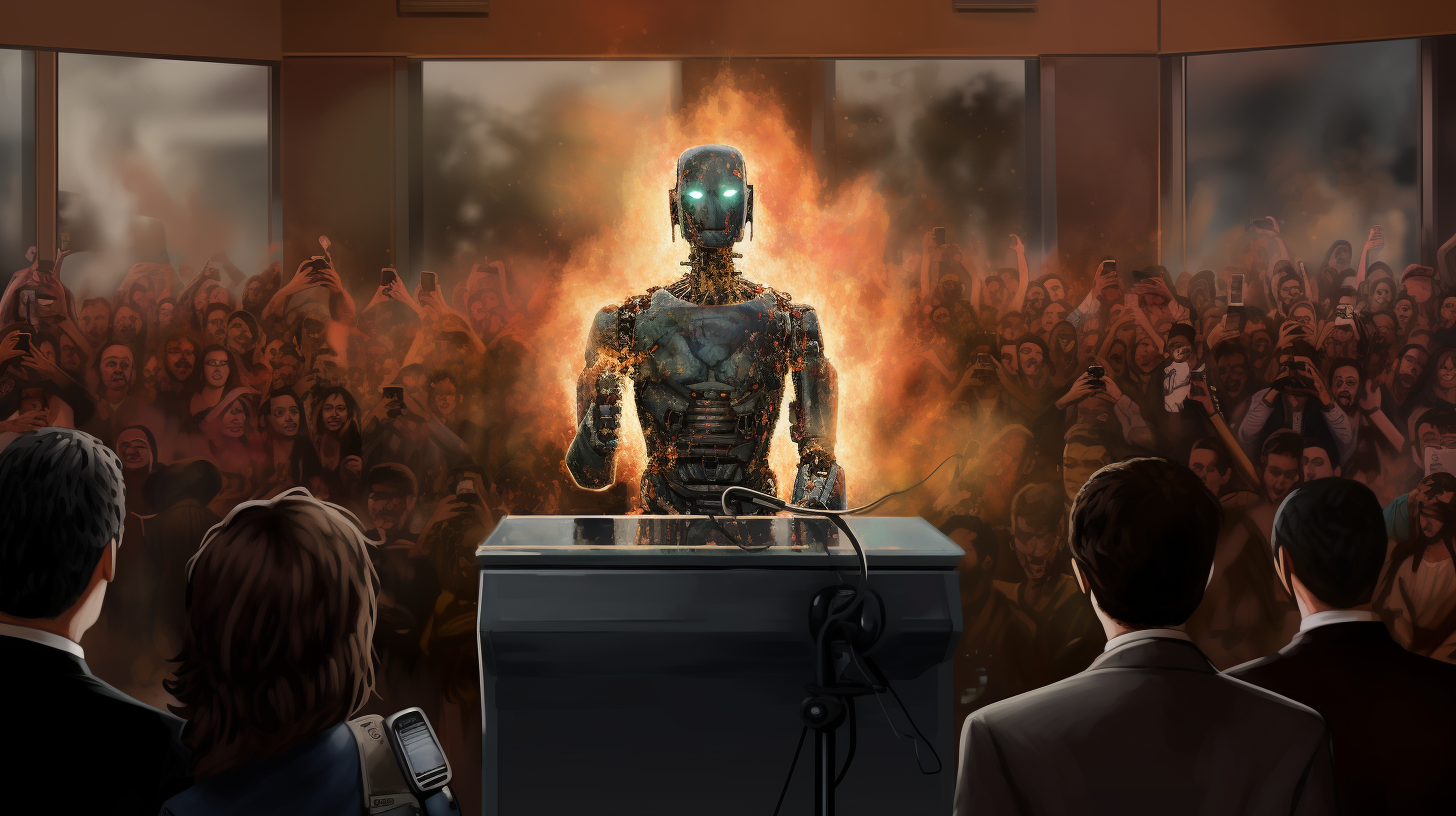 Apology Press Conference with AI Robot