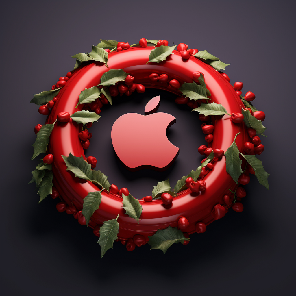 Apple Inc Logo with Christmas Wreaths