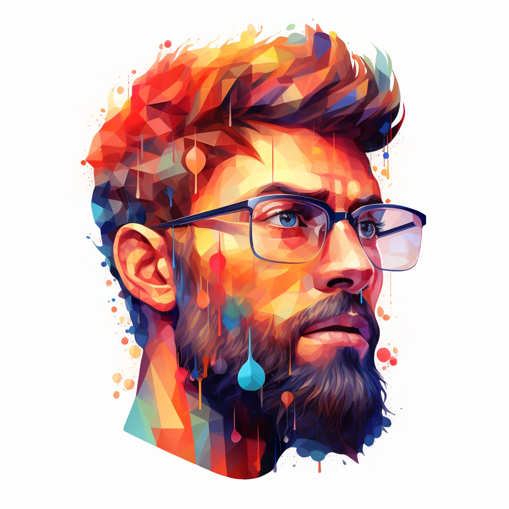 Apple logo with bearded and glasses-wearing people