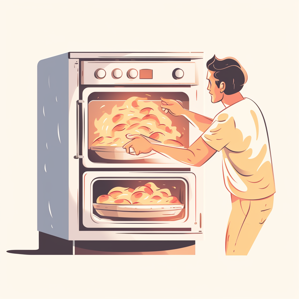 Vector of grabbing an apple pie in oven