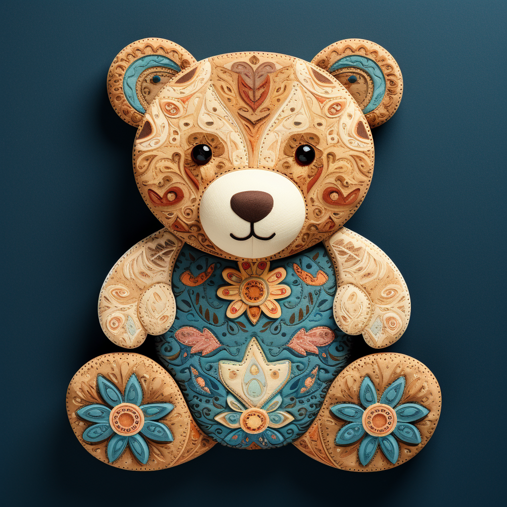 Applique style cute teddy bear design