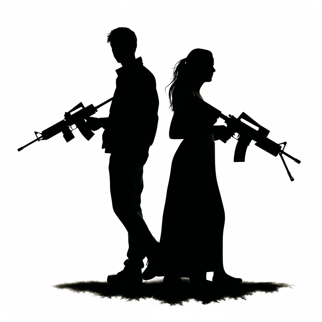 AR-15 rifle silhouette supporting woman