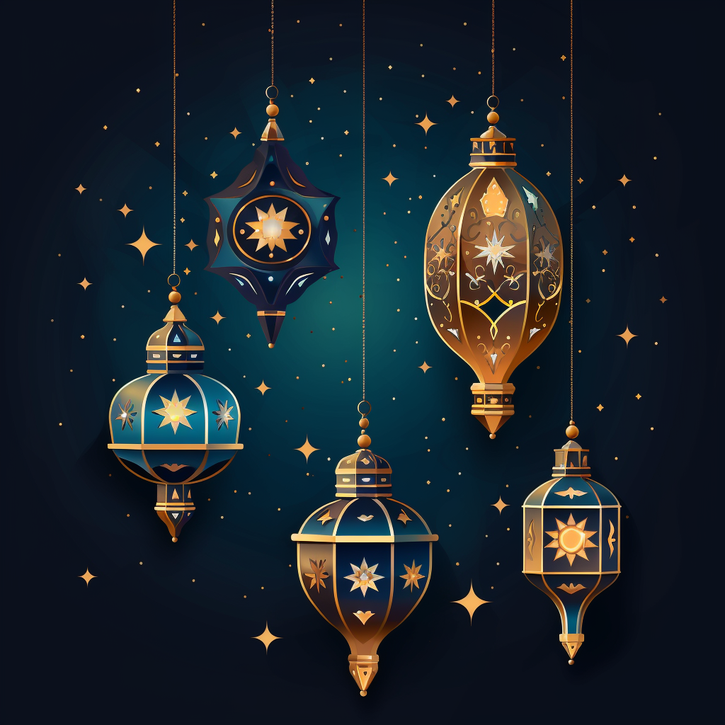 Decorative Arab Lanterns and Stars Illustration