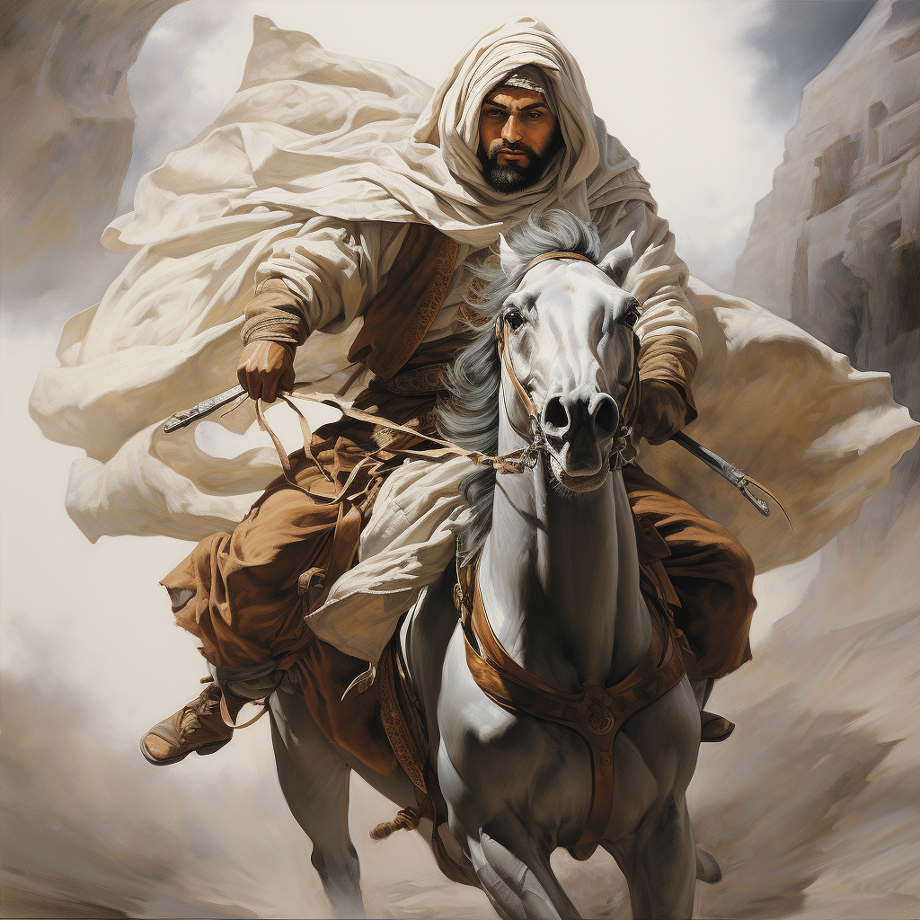 Furious Arab Muslim Warrior on Horseback