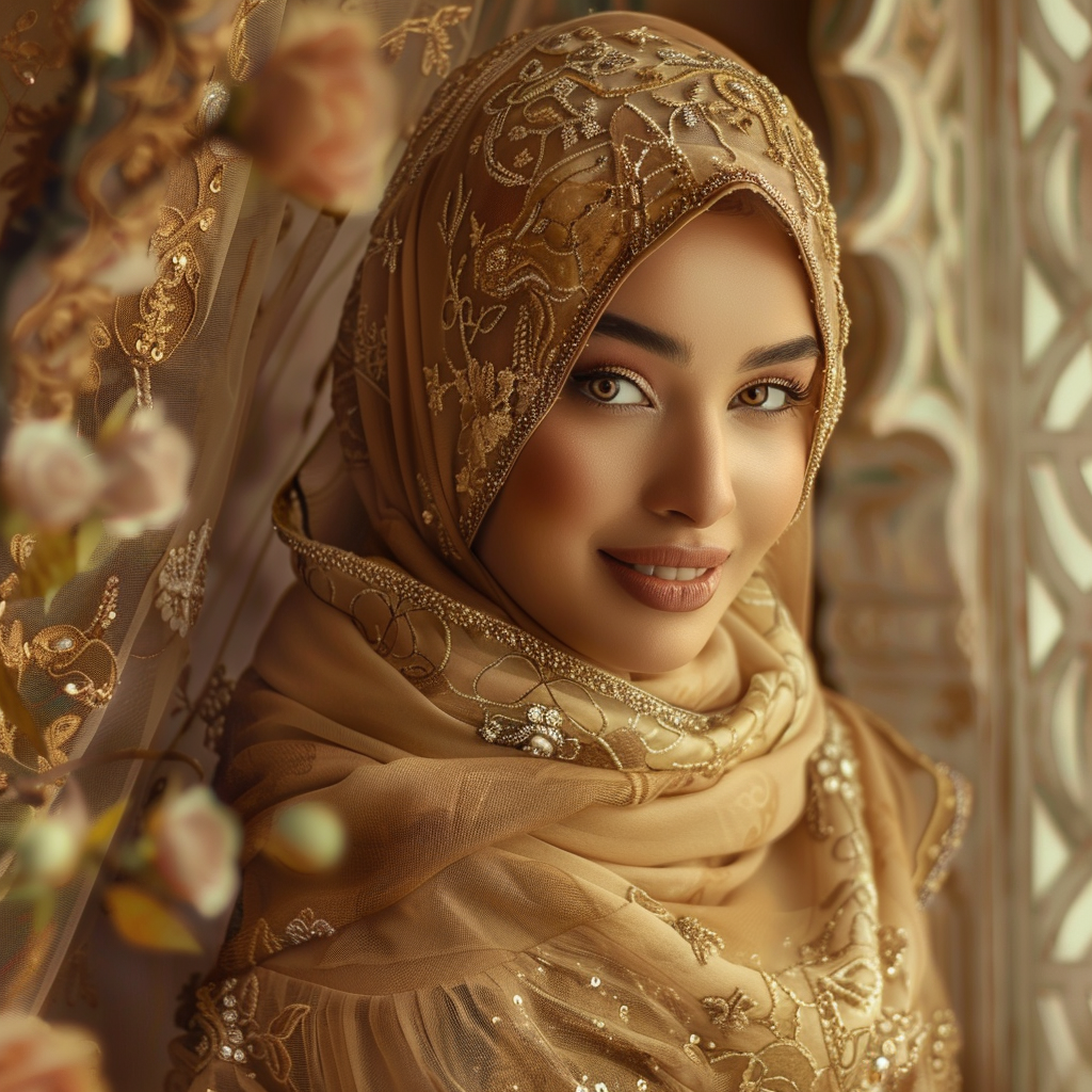 Arab woman in Ramadan outfit smiling