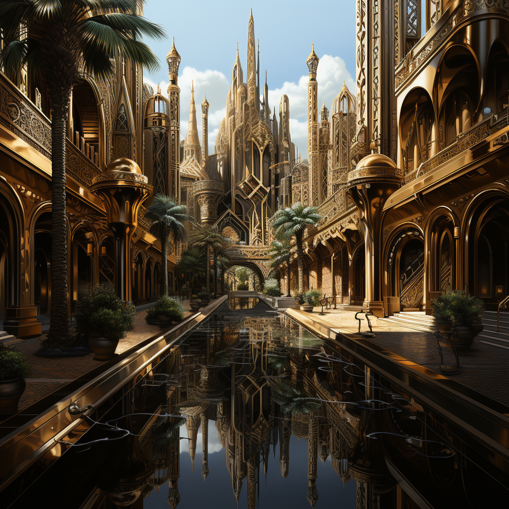 Arab Emirates black and gold buildings