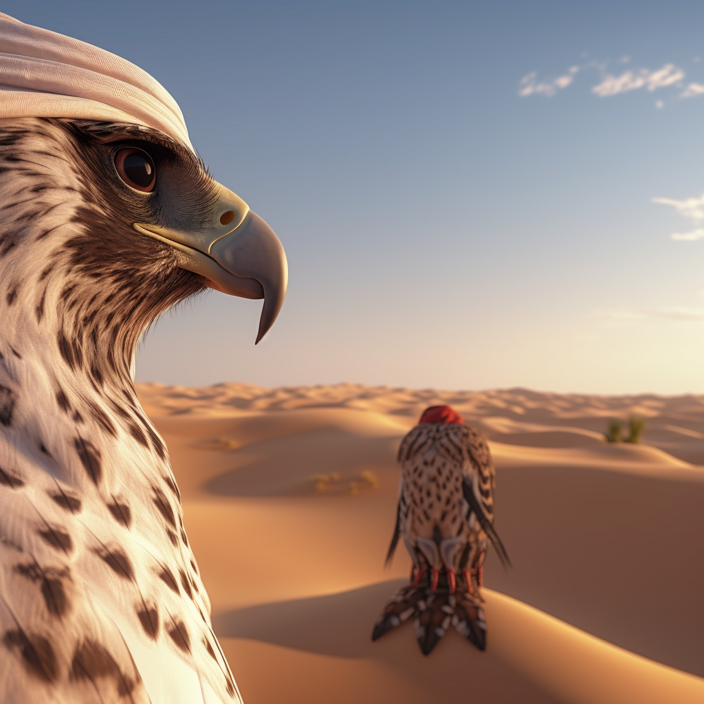 Arabian falcon perched on hand