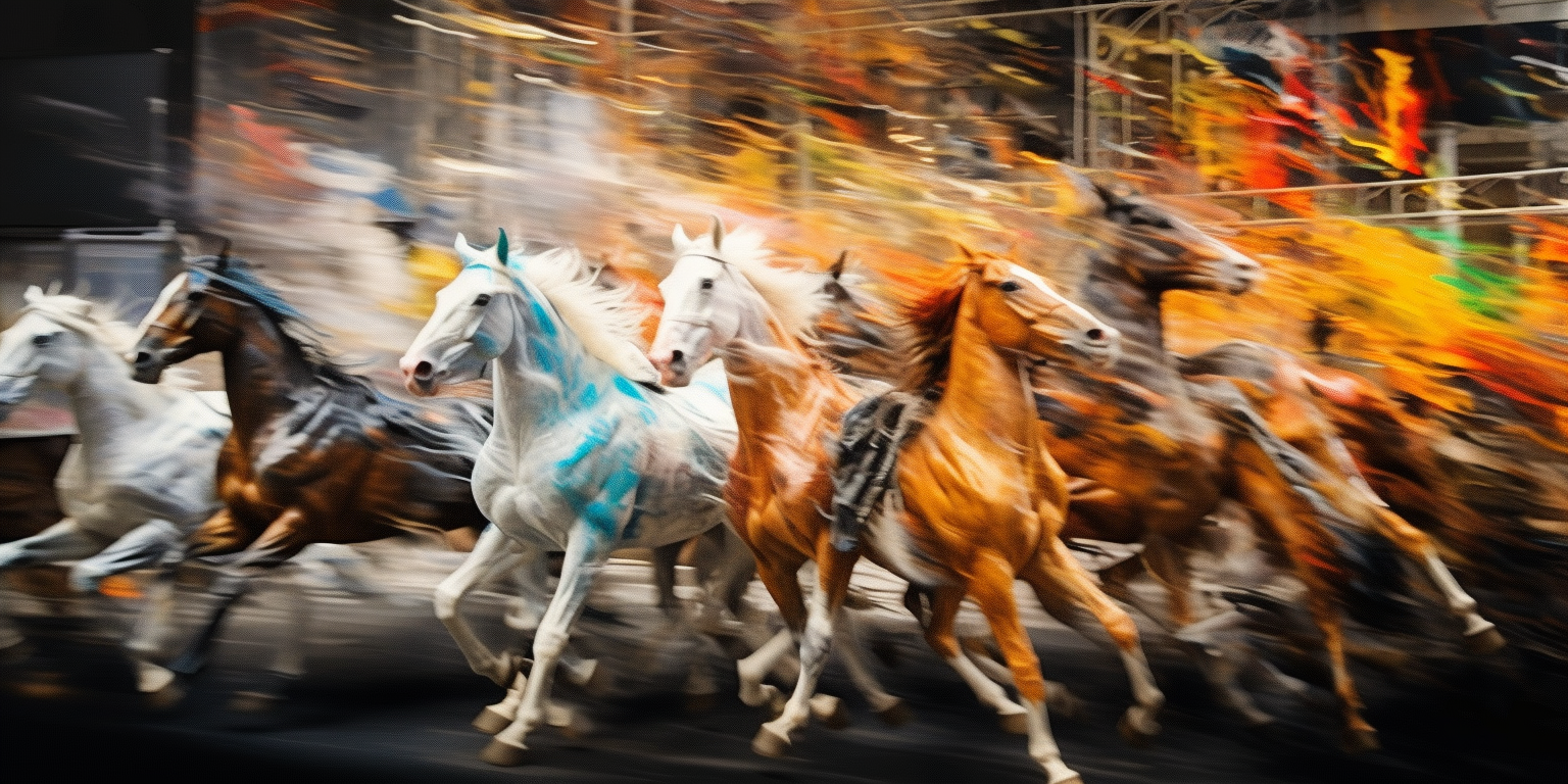 Arabian horse dancing on New York street