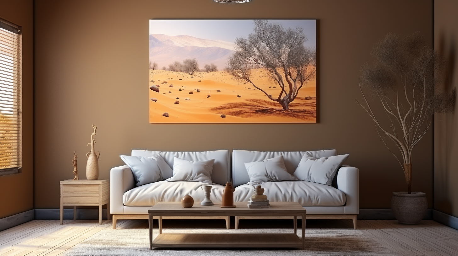 Oil painting of Arabian horse in desert