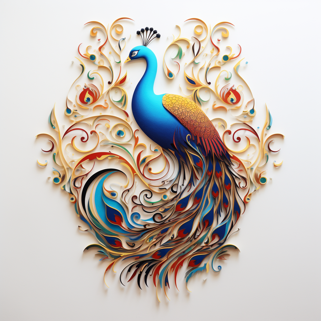 Vibrant Arabic Peacock Calligraphy Artwork