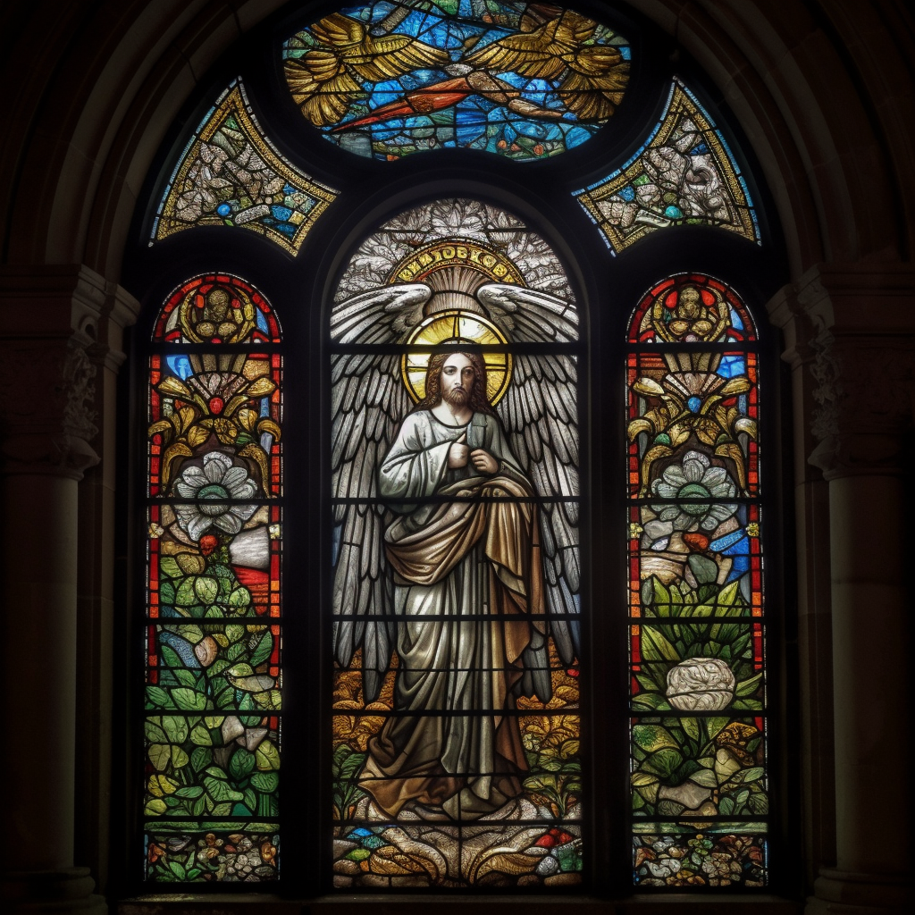 Stained glass of Arch Angel Gabriel