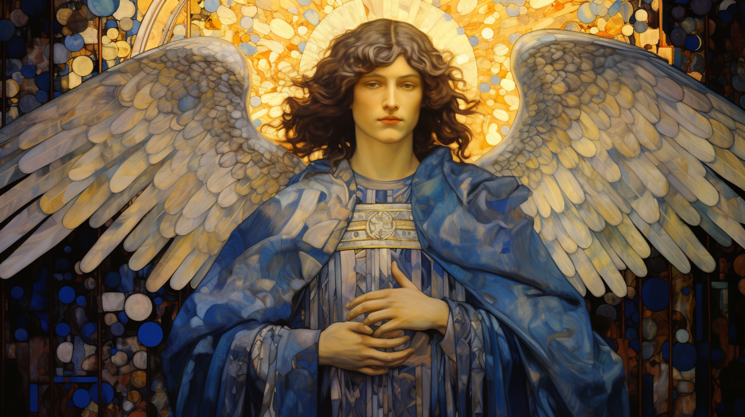 Divine blue light surrounding Archangel Michael