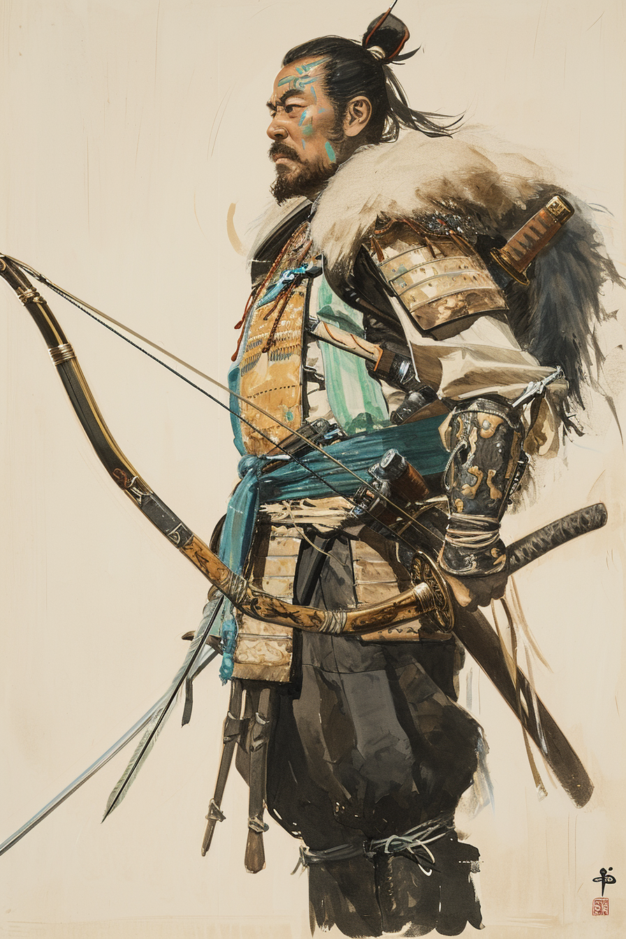 Archer warrior with bow and white fur