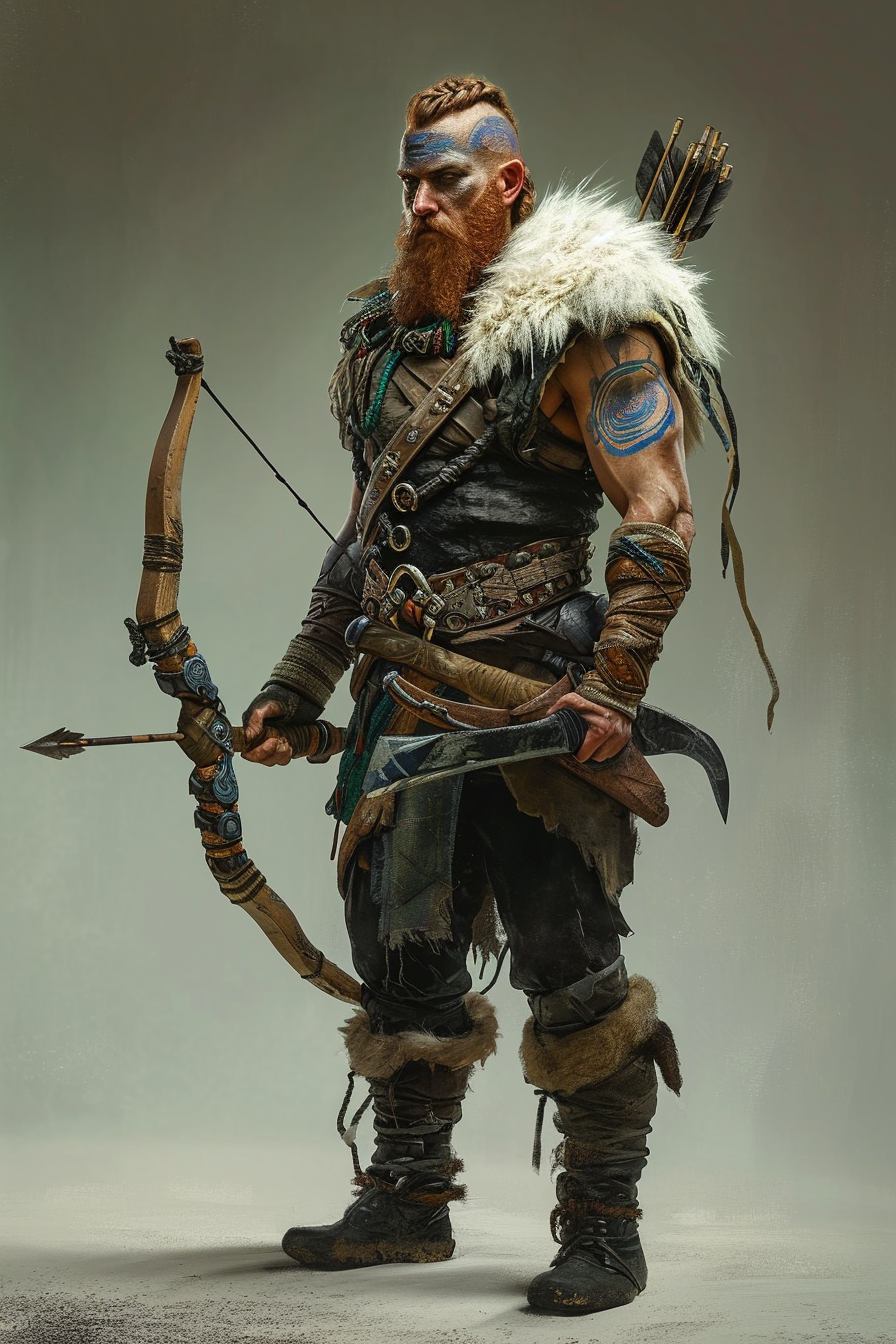 Archer warrior with white fur and chain armor