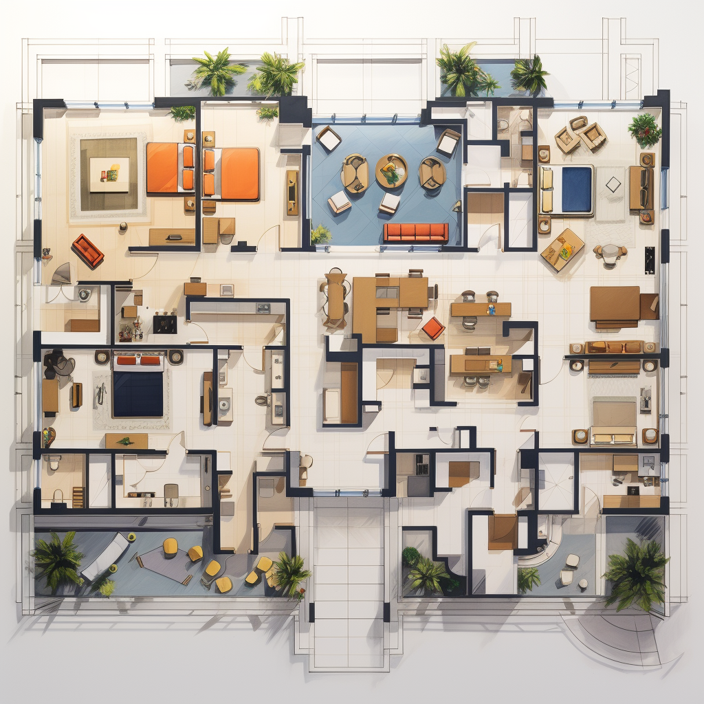 Basic and elegant architectural floor plan