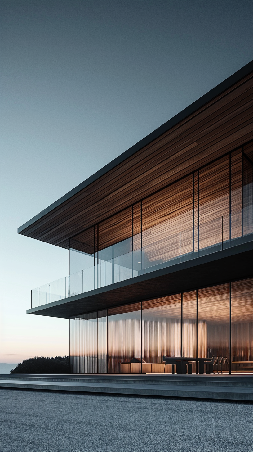 Minimalistic modern architectural wood and glass design