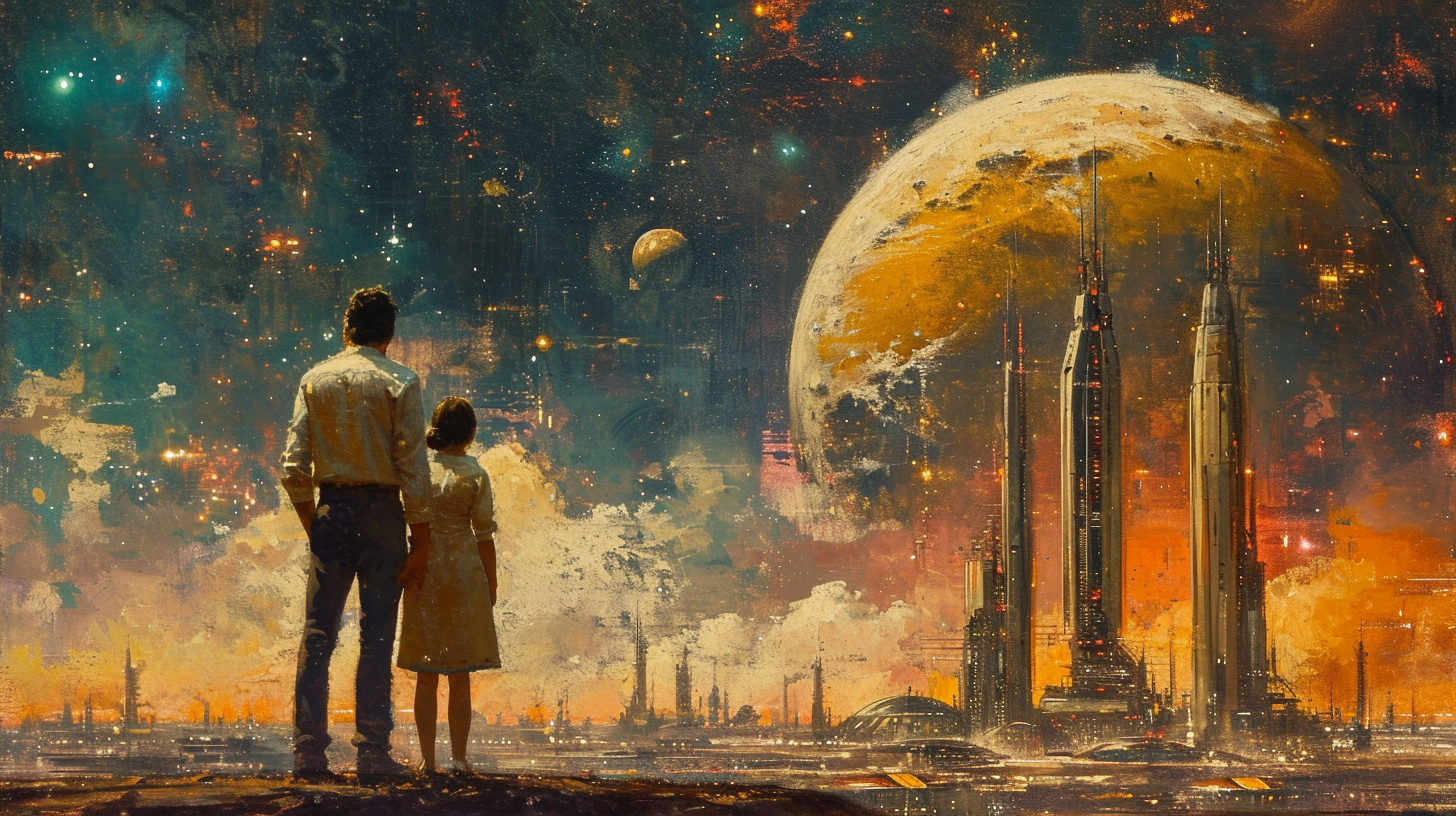 Futuristic Utopian Space Colony Painting