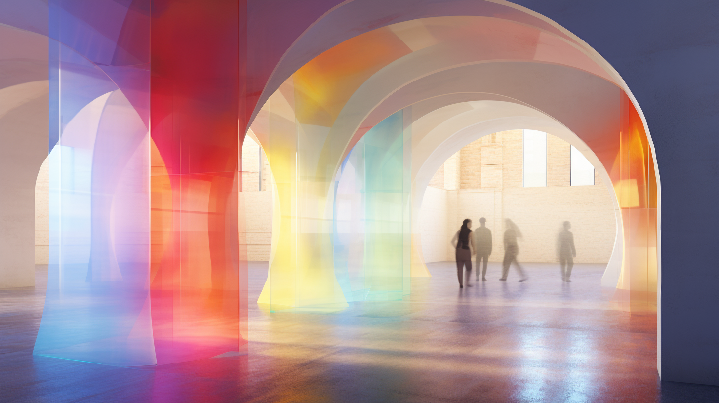 Colorful Archways on Translucent White Material